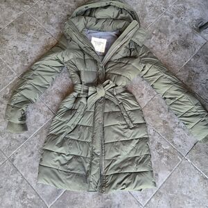 Y2K Abercrombie & Fitch Long Coat Parka Puffer Jacket Khaki Green S